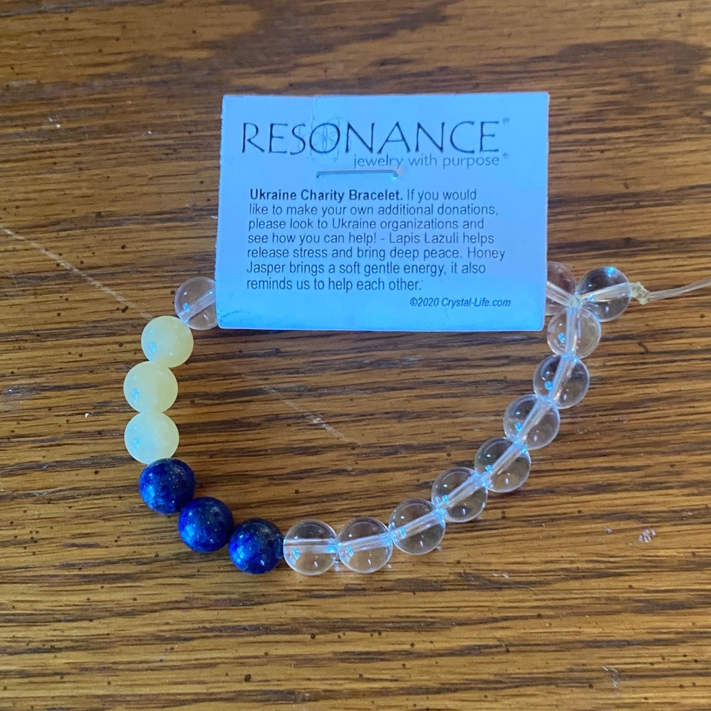 Resonance Lapis Lazuli, Honey Jasper & Clear Bead Women’s Bracelet